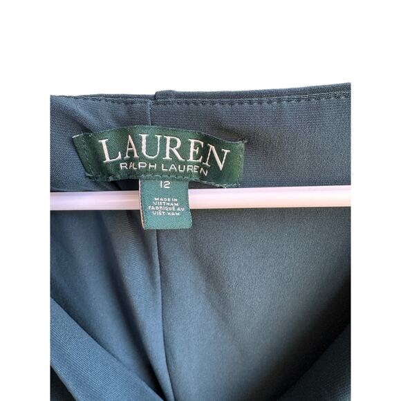 Lauren Ralph Lauren Women's Sz: 12 Woodland Green Cowl Neck Ruched Sheath Dress - Picture 7 of 12